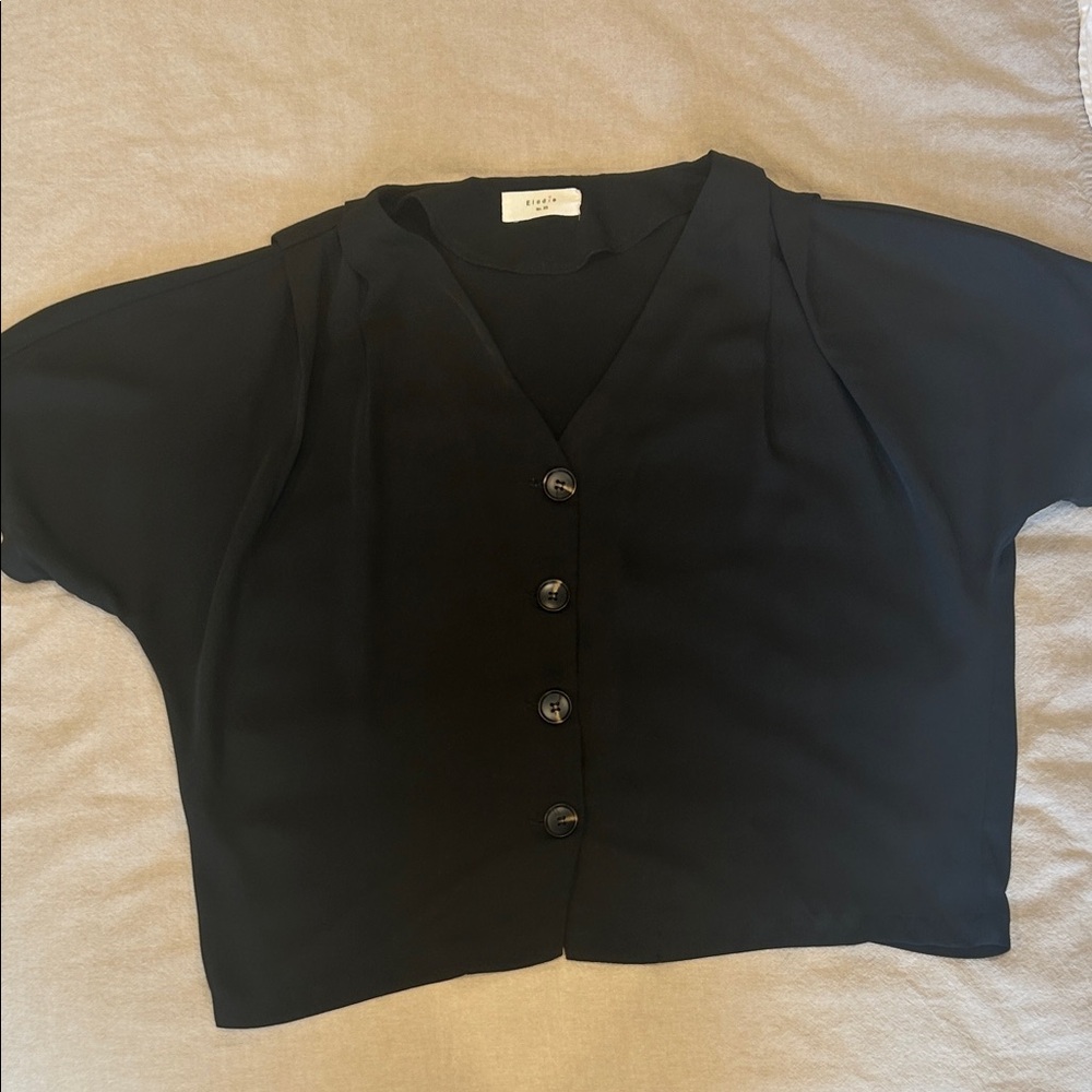 Elodie Black Button-Up Blouse